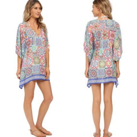 Nanette Lepore Swim Greek Tiles Goddess Caftan Coverup Small - Picture 3 of 12